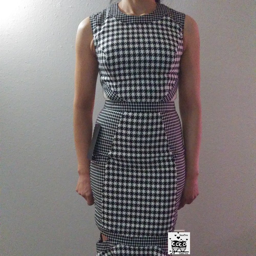 Mixed Check Cutout Dress